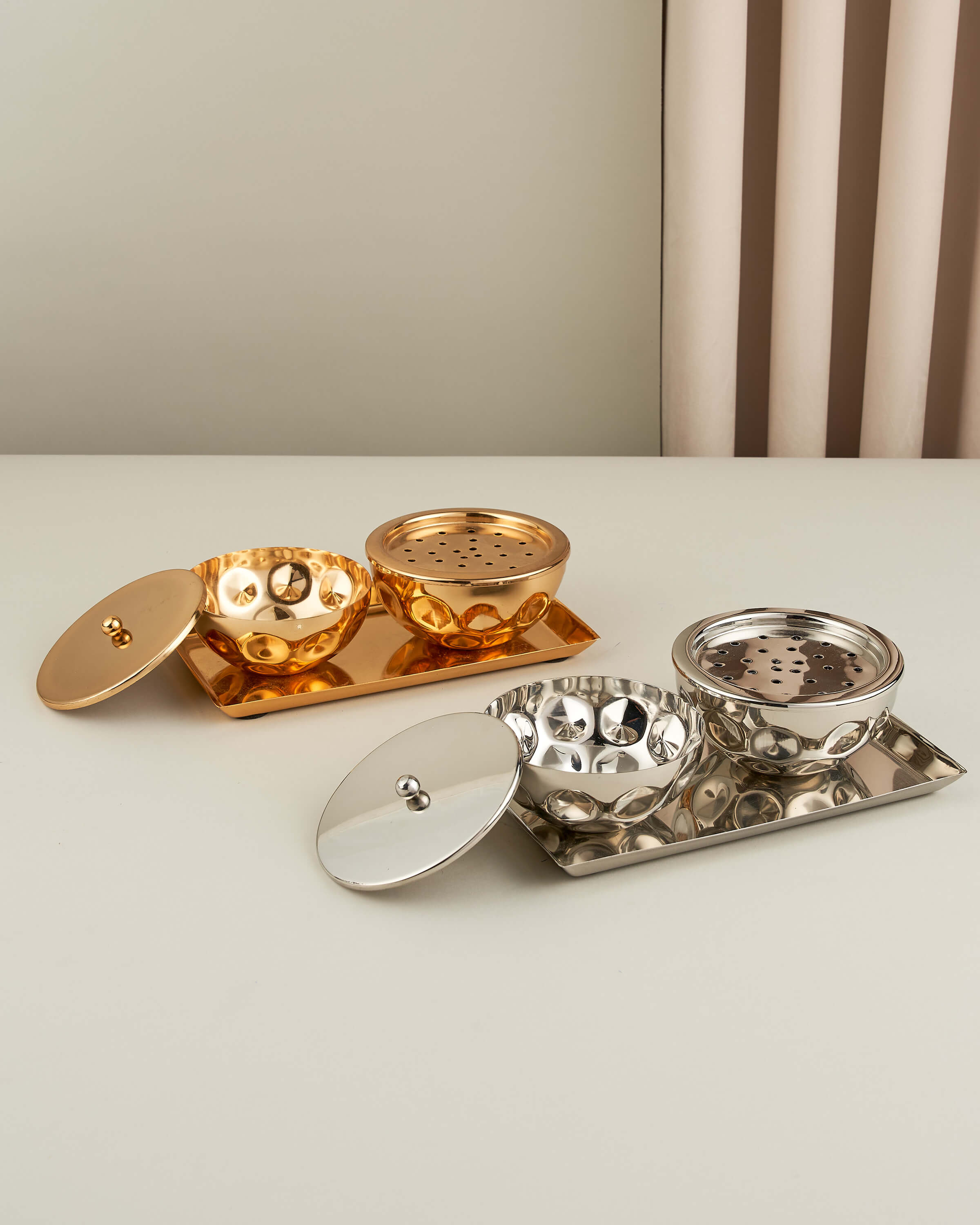 طقم مباخر إستيل لامع