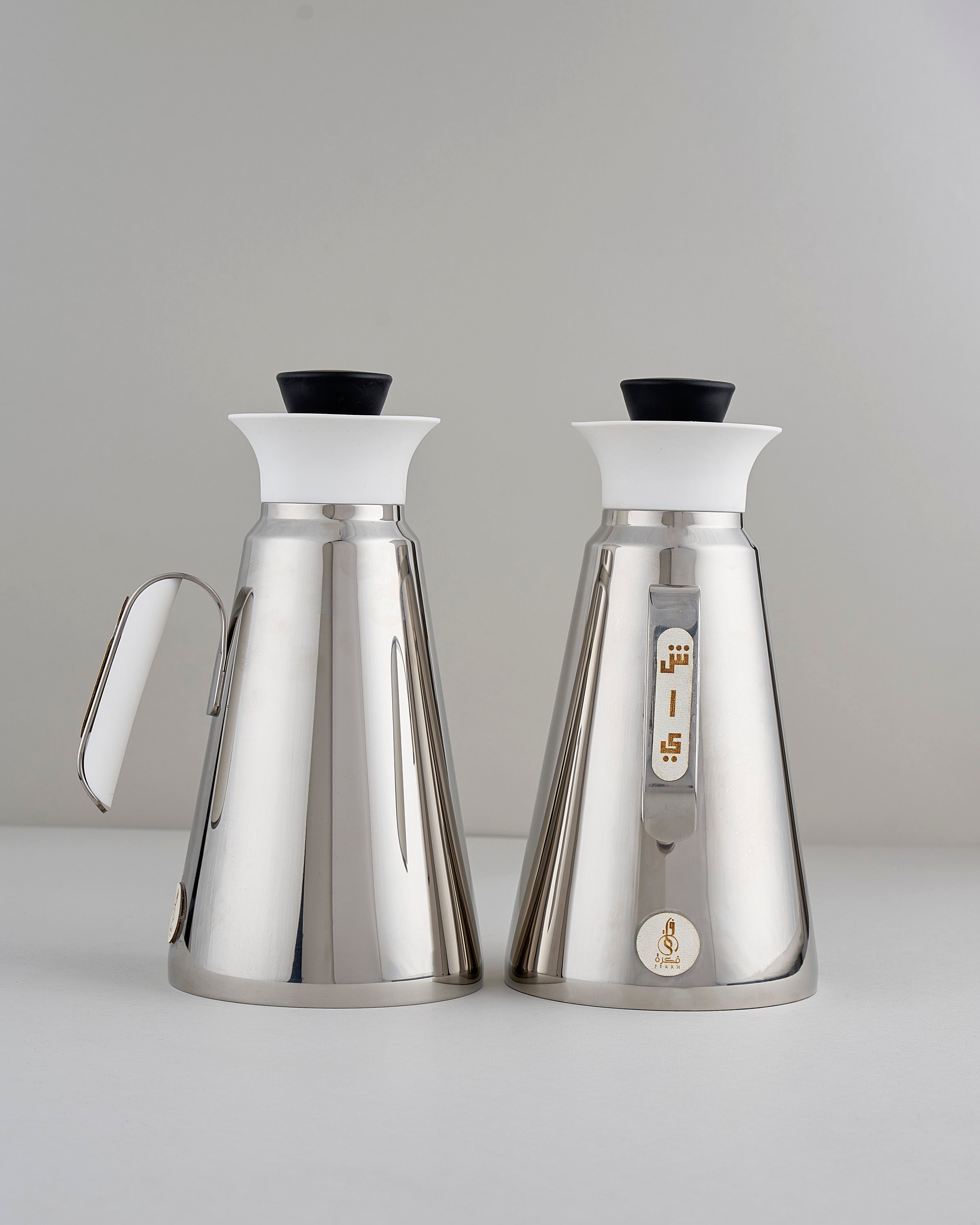 طقم مطارة شاي وقهوة دبل وول لون سلفر