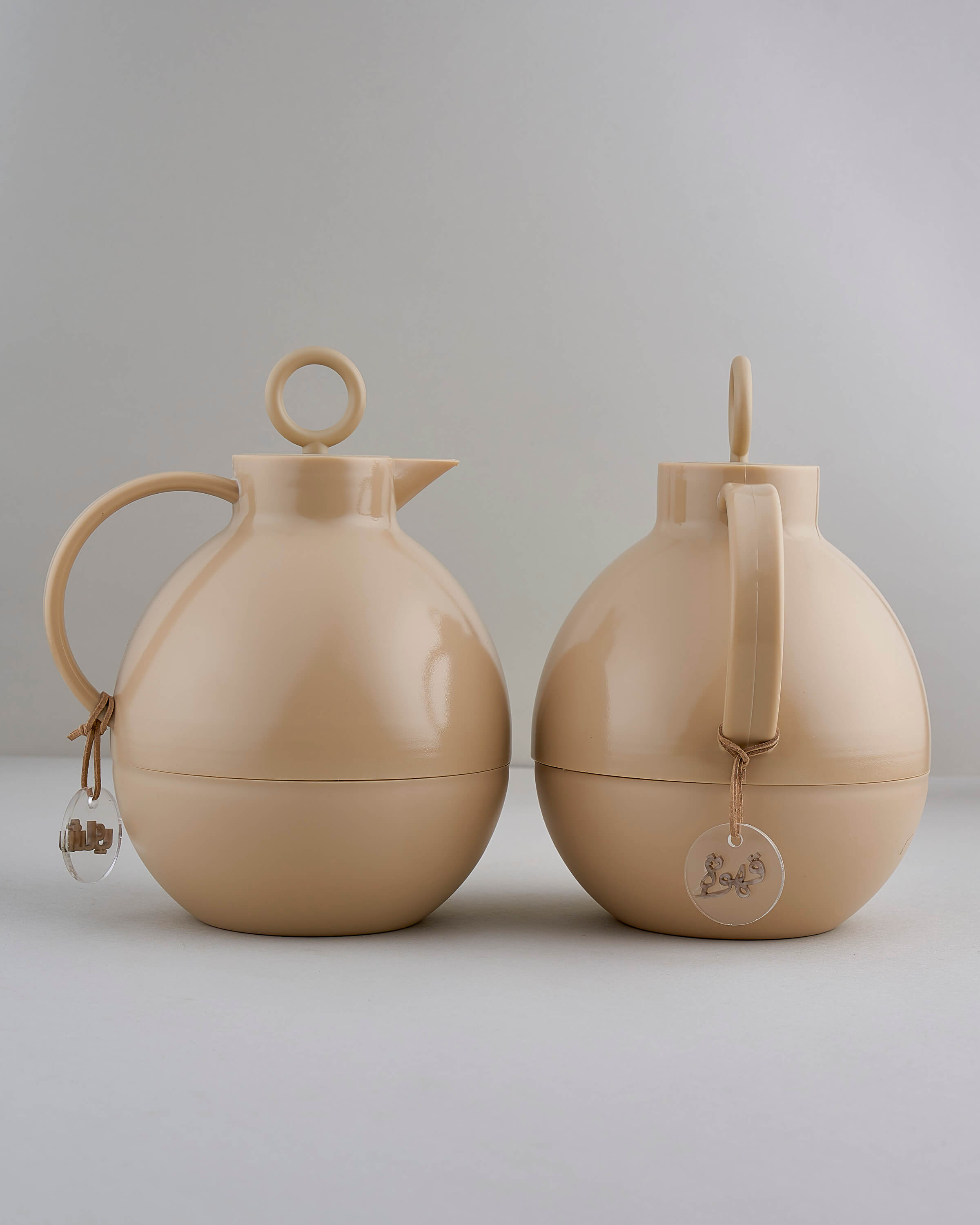 طقم مطارة شاي وقهوة لون بيج ترابي