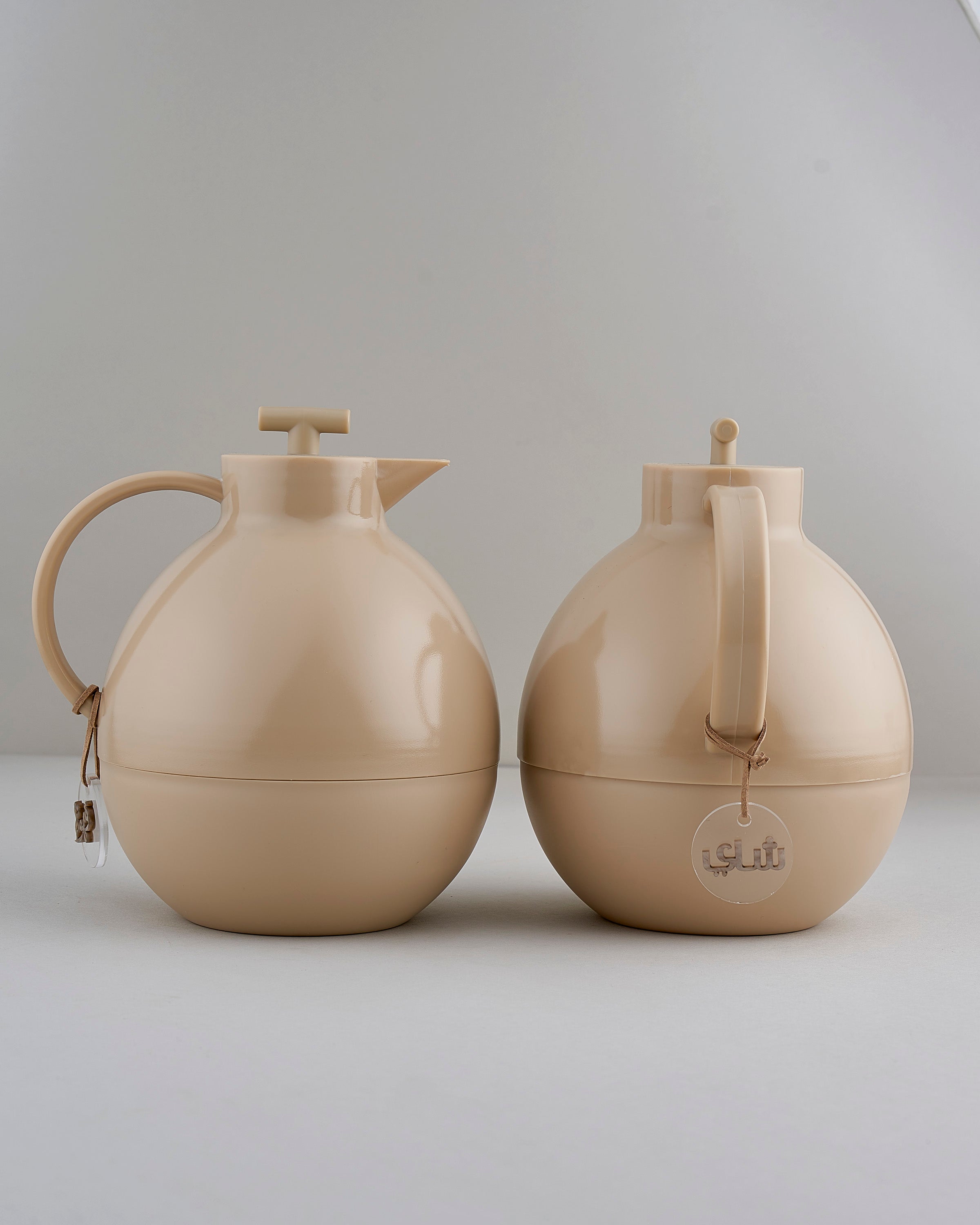 طقم مطارة شاي وقهوة لون بيج ترابي