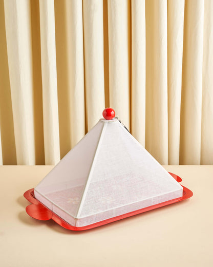 صينية تقديم  رسم  يدوي مع غطاء خام لينن