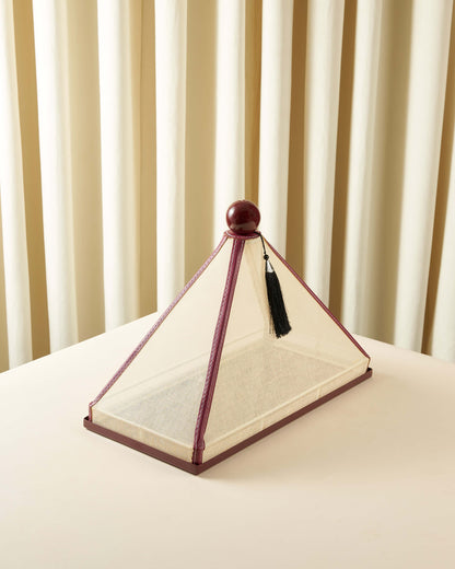 ماعون تقديم بغطاء خام مع جلد مستطيل