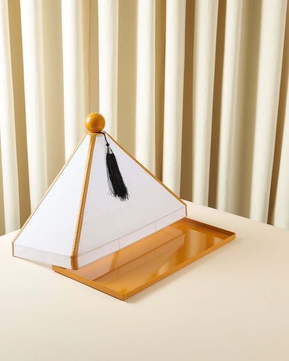 ماعون تقديم بغطاء خام مع جلد مستطيل