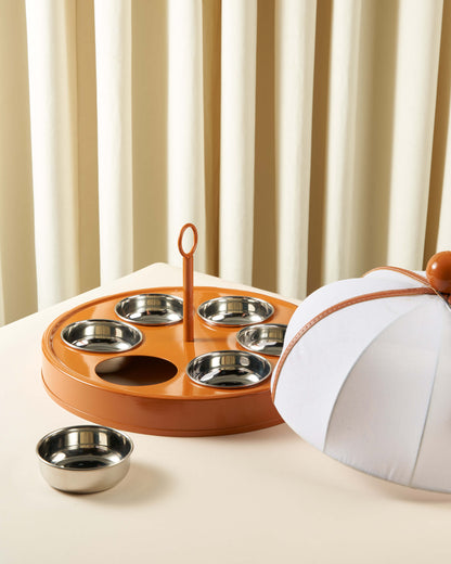 ماعون ريوق بغطاء خام مع جلد