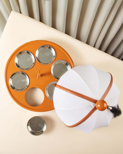 ماعون ريوق خام لينن مع جلد