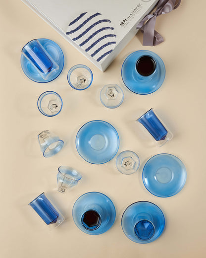 طقم استكانات شاي وفناجين قهوة عربية 18  (Double Wall) - طبقتين من الزجاج