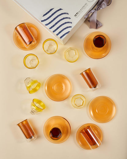 طقم استكانات شاي وفناجين قهوة عربية 18  (Double Wall) - طبقتين من الزجاج