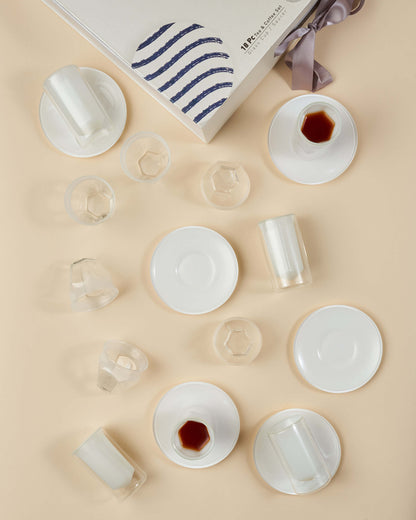 طقم استكانات شاي وفناجين قهوة عربية 18  (Double Wall) - طبقتين من الزجاج