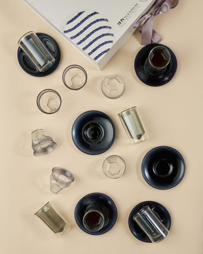 طقم استكانات شاي وفناجين قهوة عربية 18  (Double Wall) - طبقتين من الزجاج