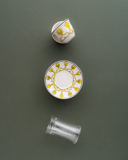 طقم استكانات شاي وفناجين قهوة عربية 18 قطعة دبل وول - طبقتين من الزجاج