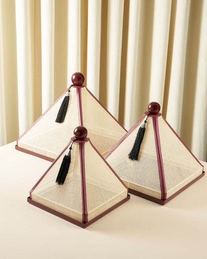 ماعون تقديم بغطاء خام مع جلد مربع