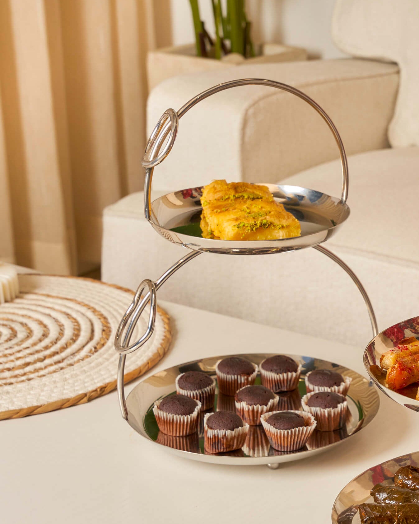 Two-tiered serving dish