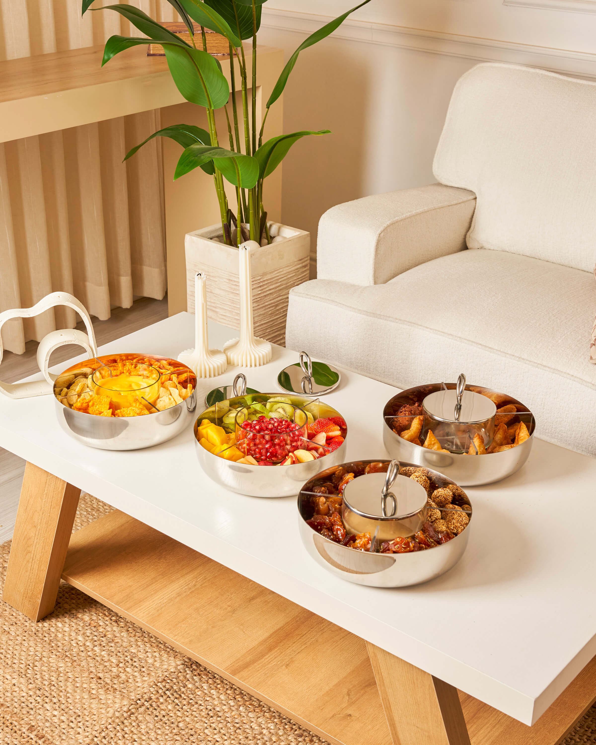 Divided serving dish for multiple uses